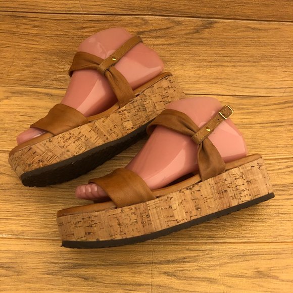 Sundance brown cognac  wedge cork sandals, 7.5 - Picture 2 of 12